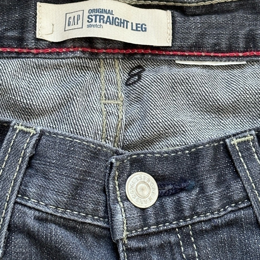 Gap Original Straight Leg Stretch Blue Denim Jeans Distressed Flaw No Tags Size - Picture 4 of 7